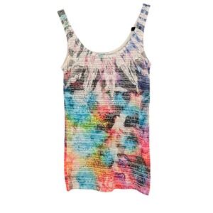 Cache Vintage Y2k‎ Rhinestone Tank Top Small Tie Dye Embellished Scoop Neck